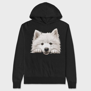 Samoyed Peeking, Hanorac Oversize Barbati (Unisex)