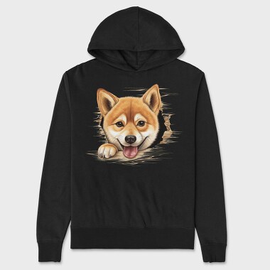 Shiba Inu Peeking, Hanorac Oversize Barbati (Unisex)