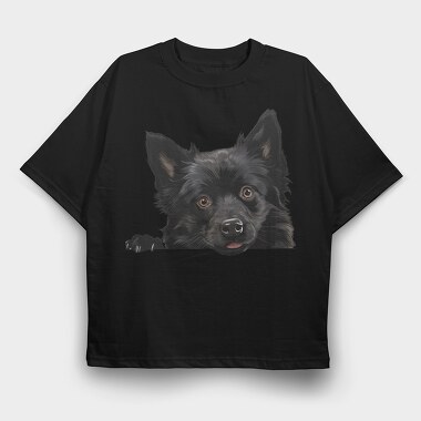 Schipperke Peeking, Tricou Oversize Barbati (Unisex)