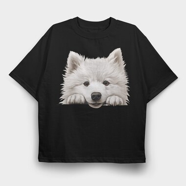 Samoyed Peeking, Tricou Oversize Barbati (Unisex)