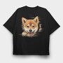 Shiba Inu Peeking, Tricou Oversize Barbati (Unisex)