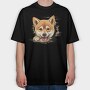 Shiba Inu Peeking, Tricou Oversize Barbati (Unisex)
