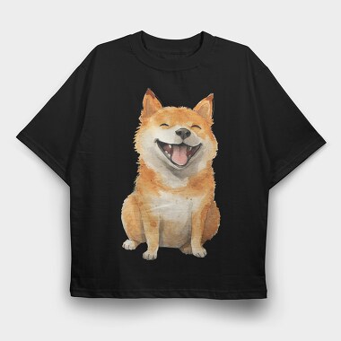 Shiba Inu Smile, Tricou Oversize Barbati (Unisex)