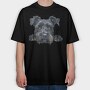 Schnauzer Face Peeking, Tricou Oversize Barbati (Unisex)