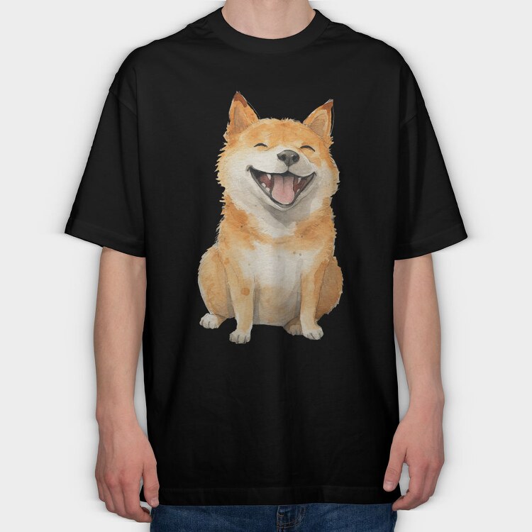 Shiba Inu Smile, Tricou Oversize Barbati (Unisex)