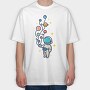 Astronaut And Balloon Planets, Tricou Oversize Barbati (Unisex)