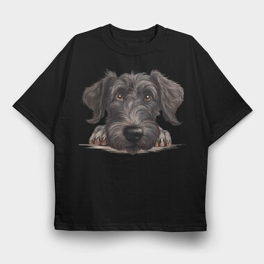 Scottish Deerhound Peeking, Tricou Oversize Barbati (Unisex)