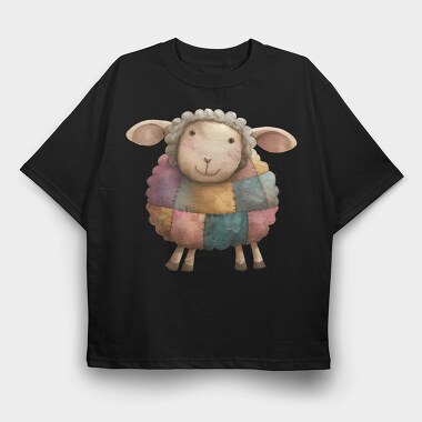 Sheep Patchwork, Tricou Oversize Barbati (Unisex)