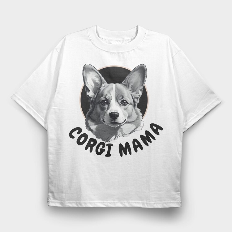 Corgi Mama, Tricou Oversize Barbati (Unisex)