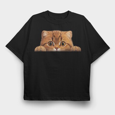 Scottish Fold Peeking Cat, Tricou Oversize Barbati (Unisex)