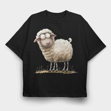 Sheep Smiling Face, Tricou Oversize Barbati (Unisex)