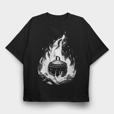 Cooking Pot Campfire, Tricou Oversize Barbati (Unisex)