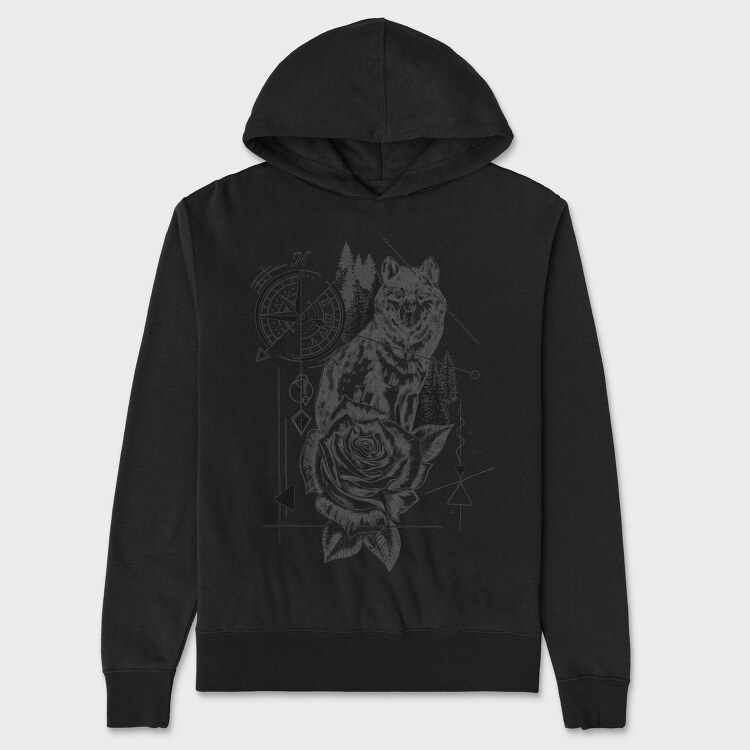 Compass Wolf, Hanorac Oversize Barbati (Unisex)