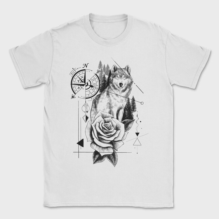 Compass Wolf, Tricou Barbati (Unisex)