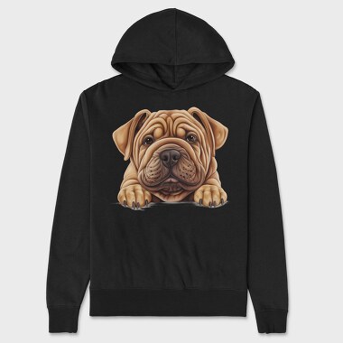 Shar Pei Peeking, Hanorac Oversize Barbati (Unisex)