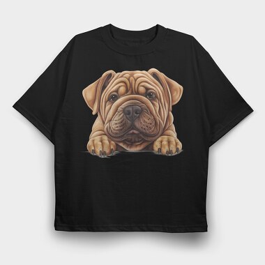 Shar Pei Peeking, Tricou Oversize Barbati (Unisex)