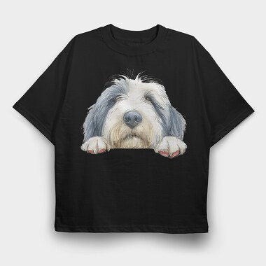 Sheepdog Peaking Paws, Tricou Oversize Barbati (Unisex)
