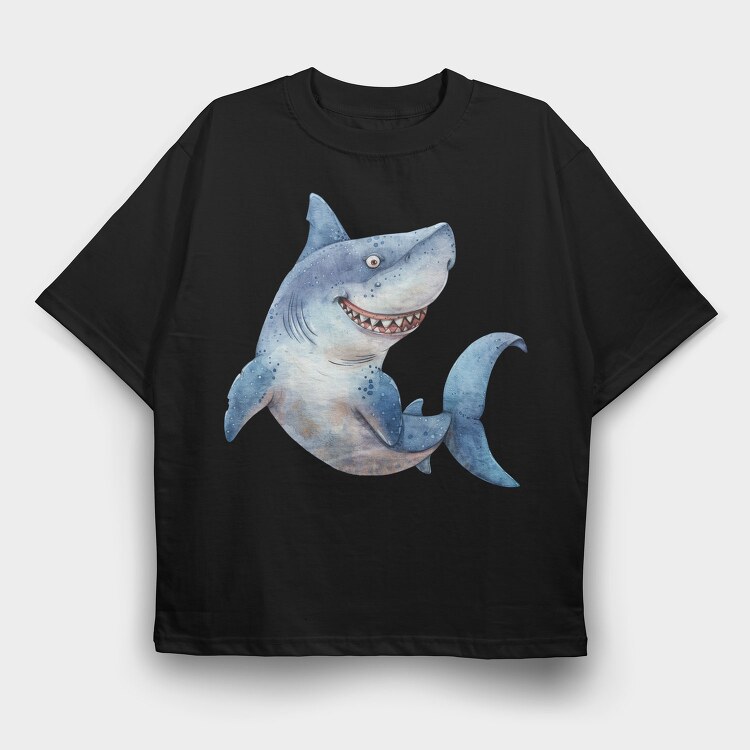 Shark Smile Clipart, Tricou Oversize Barbati (Unisex)