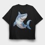 Shark Smile Clipart, Tricou Oversize Barbati (Unisex)