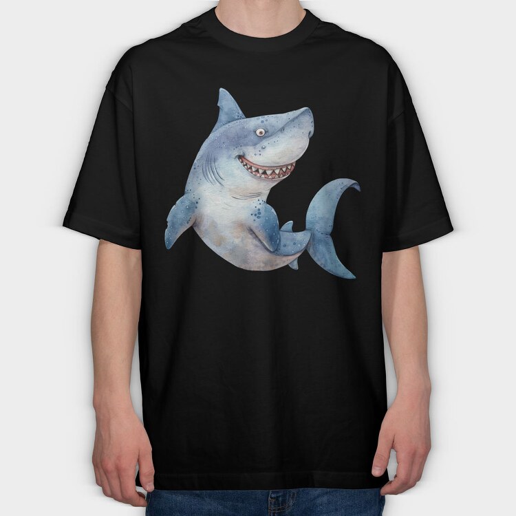 Shark Smile Clipart, Tricou Oversize Barbati (Unisex)