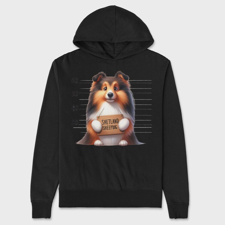 Shetland Sheepdog Mugshot, Hanorac Oversize Barbati (Unisex)