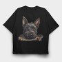 Scottish Terrier Peeking, Tricou Oversize Barbati (Unisex)
