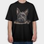 Scottish Terrier Peeking, Tricou Oversize Barbati (Unisex)