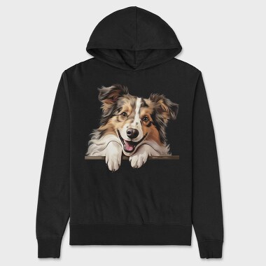 Shetland Sheepdog Peeking, Hanorac Oversize Barbati (Unisex)