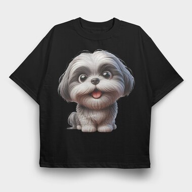 Shih Tzu Smile, Tricou Oversize Barbati (Unisex)