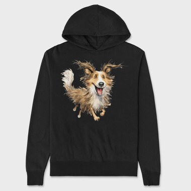 Shetland Sheepdog Smile, Hanorac Oversize Barbati (Unisex)