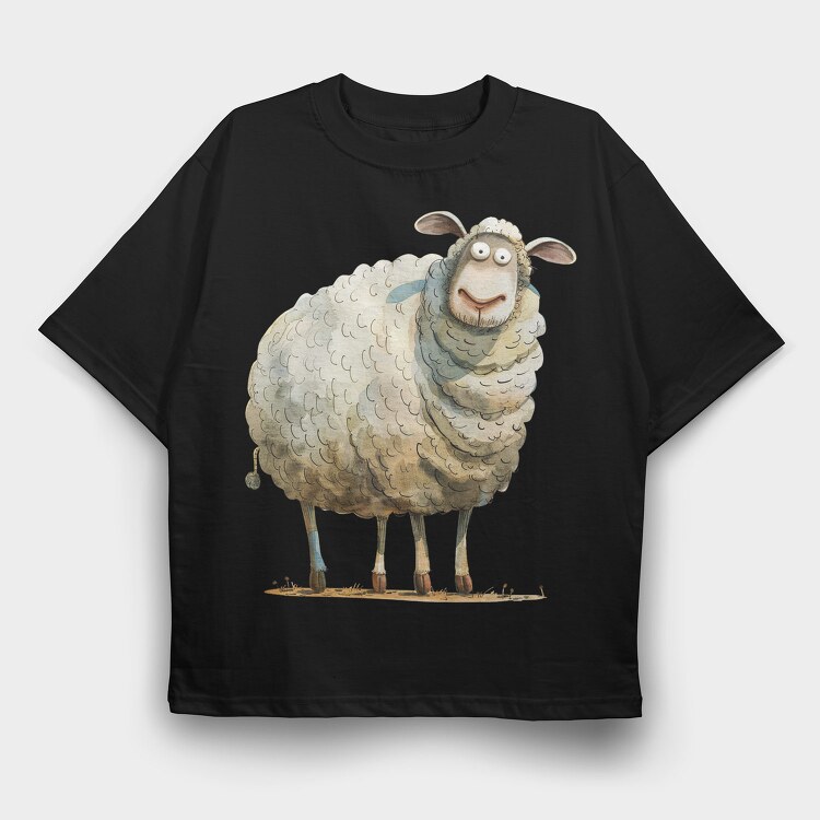 Sheep Face Clipart, Tricou Oversize Barbati (Unisex)