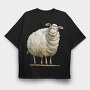 Sheep Face Clipart, Tricou Oversize Barbati (Unisex)