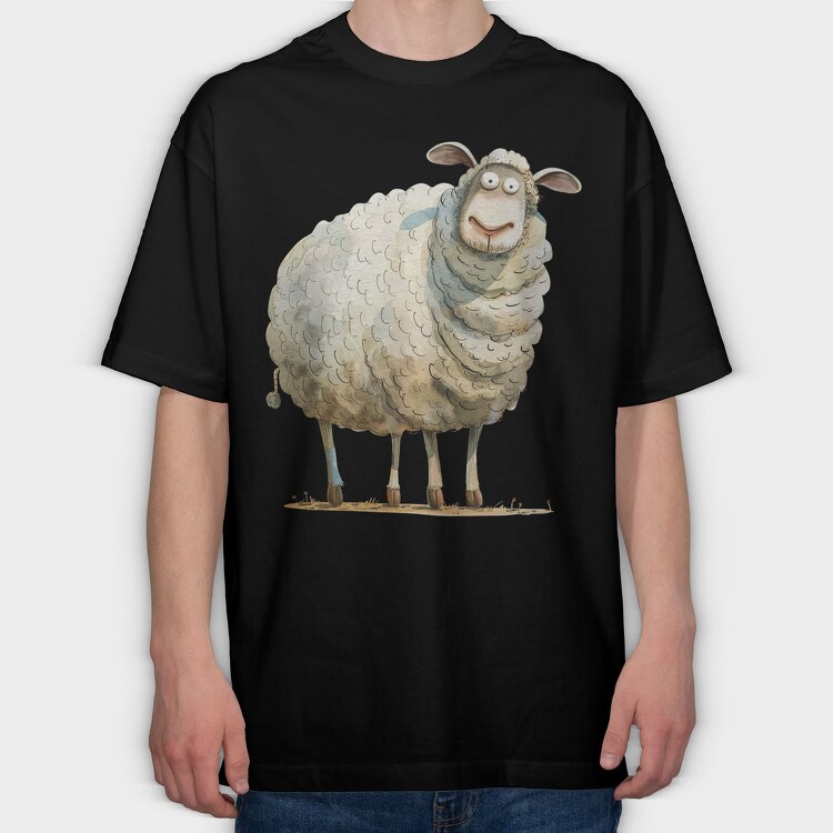 Sheep Face Clipart, Tricou Oversize Barbati (Unisex)