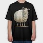 Sheep Face Clipart, Tricou Oversize Barbati (Unisex)