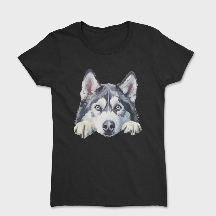 Siberian Husky Face Clipart, Tricou Femei