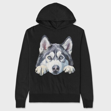 Siberian Husky Face Clipart, Hanorac Oversize Barbati (Unisex)