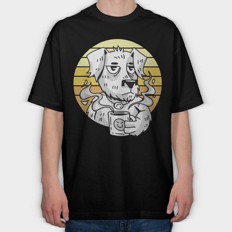 Coffee Dog 2, Tricou Oversize Barbati (Unisex)