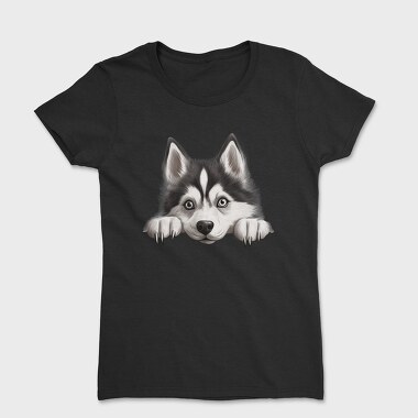 Siberian Husky Peeking, Tricou Femei
