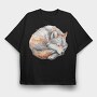 Sleepy Fox Cuddle, Tricou Oversize Barbati (Unisex)