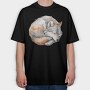 Sleepy Fox Cuddle, Tricou Oversize Barbati (Unisex)