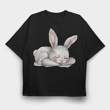 Sleeping Rabbit Face, Tricou Oversize Barbati (Unisex)