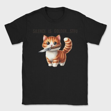 Silence Is Golden Kitten Knife, Tricou Barbati (Unisex)