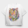 Colorful Tiger, Tricou Oversize Barbati (Unisex)