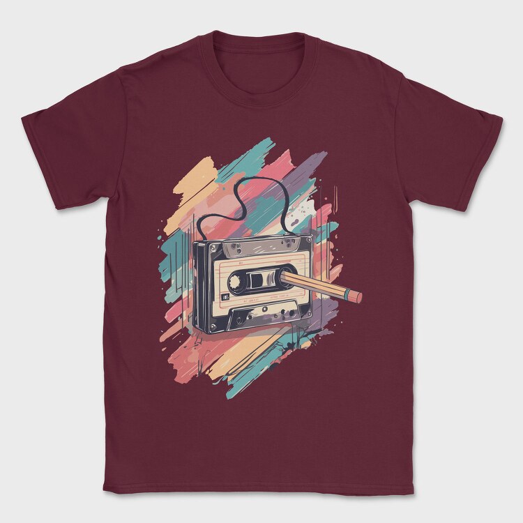 Colorful Cassette Pencil Retro, Tricou Barbati (Unisex)