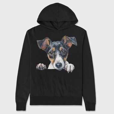 Smooth Fox Terrier Peeking Face, Hanorac Oversize Barbati (Unisex)