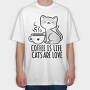 Coffee Cat Love, Tricou Oversize Barbati (Unisex)