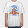 Autumn Squirrel Rainy Watercolor, Tricou Oversize Barbati (Unisex)