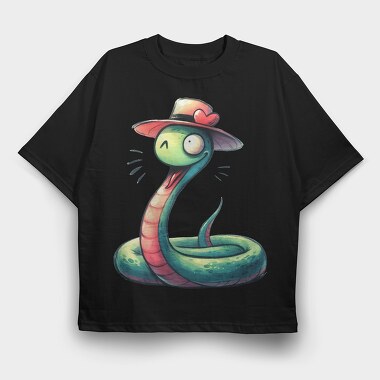 Snake Hat Smile, Tricou Oversize Barbati (Unisex)