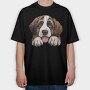 St Bernard Peeking, Tricou Oversize Barbati (Unisex)