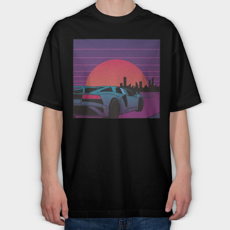 City Vaporwave 2, Tricou Oversize Barbati (Unisex)